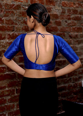 Blue Dupion Silk Designer Blouse - Indian Silk House Agencies