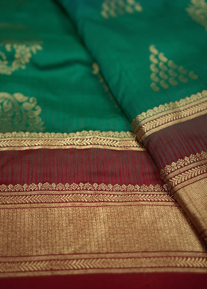 Green Kanjivaram Silk Saree With Blouse Piece - Indian Silk House Agencies