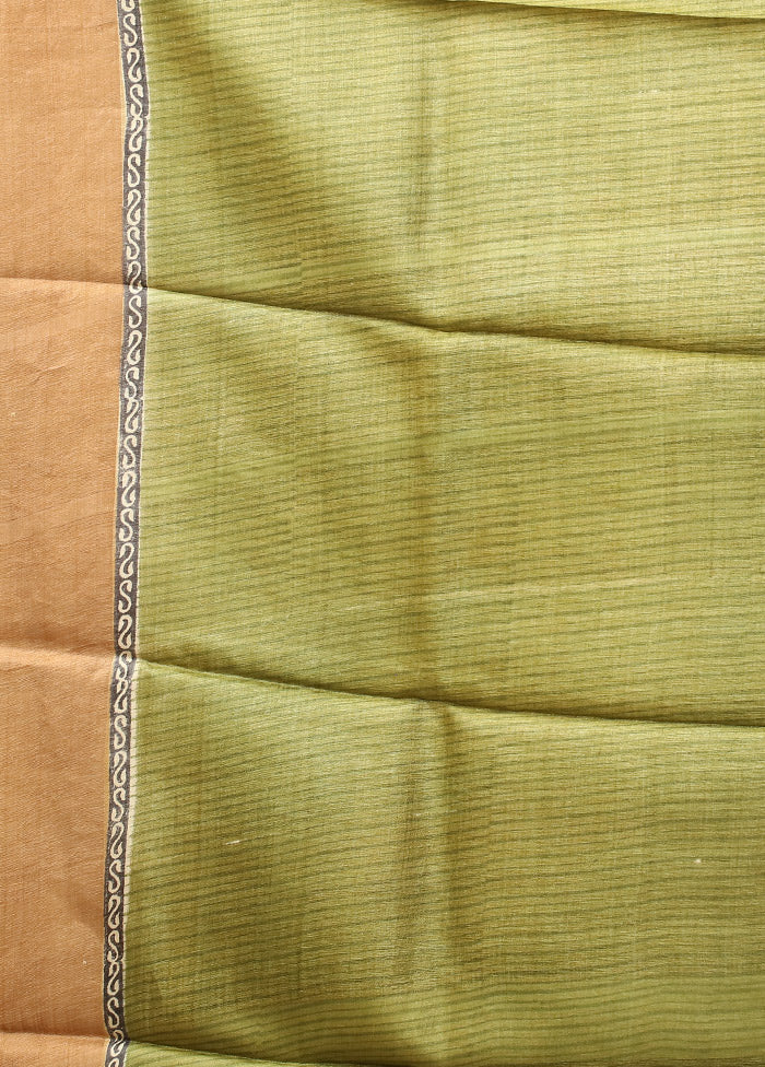 Green Tussar Silk Saree With Blouse Piece - Indian Silk House Agencies