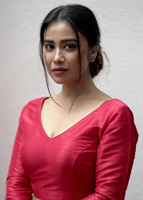Red Dupion Silk Designer Blouse - Indian Silk House Agencies