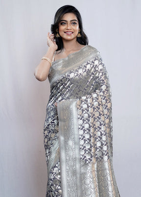 Grey Uppada Silk Saree With Blouse Piece - Indian Silk House Agencies