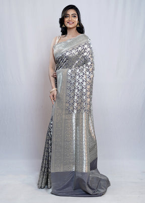 Grey Uppada Silk Saree With Blouse Piece - Indian Silk House Agencies