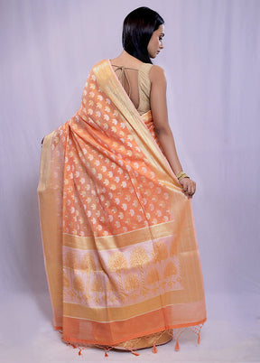 Rust Kora Silk Saree With Blouse Piece - Indian Silk House Agencies