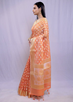 Rust Kora Silk Saree With Blouse Piece - Indian Silk House Agencies