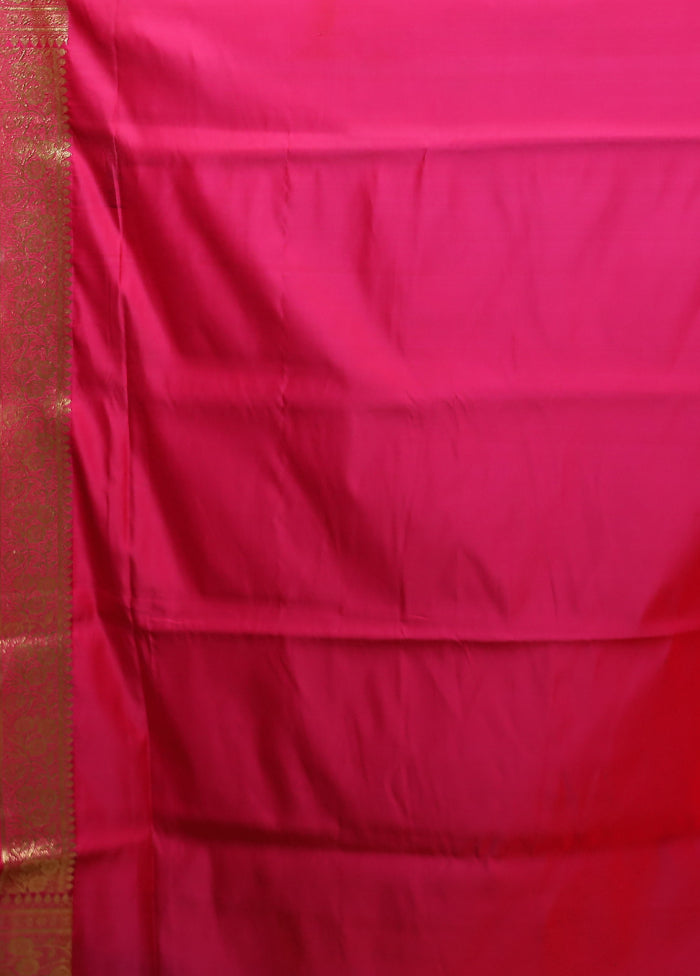 Pink Banarasi Silk Saree With Blouse Piece