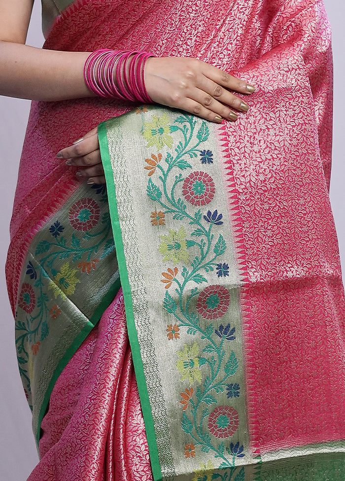 Pink Dupion Silk Saree With Blouse Piece - Indian Silk House Agencies