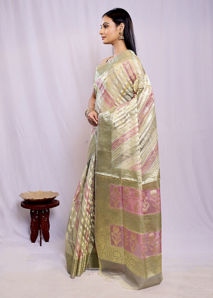 Multicolor Kora Silk Saree With Blouse Piece - Indian Silk House Agencies