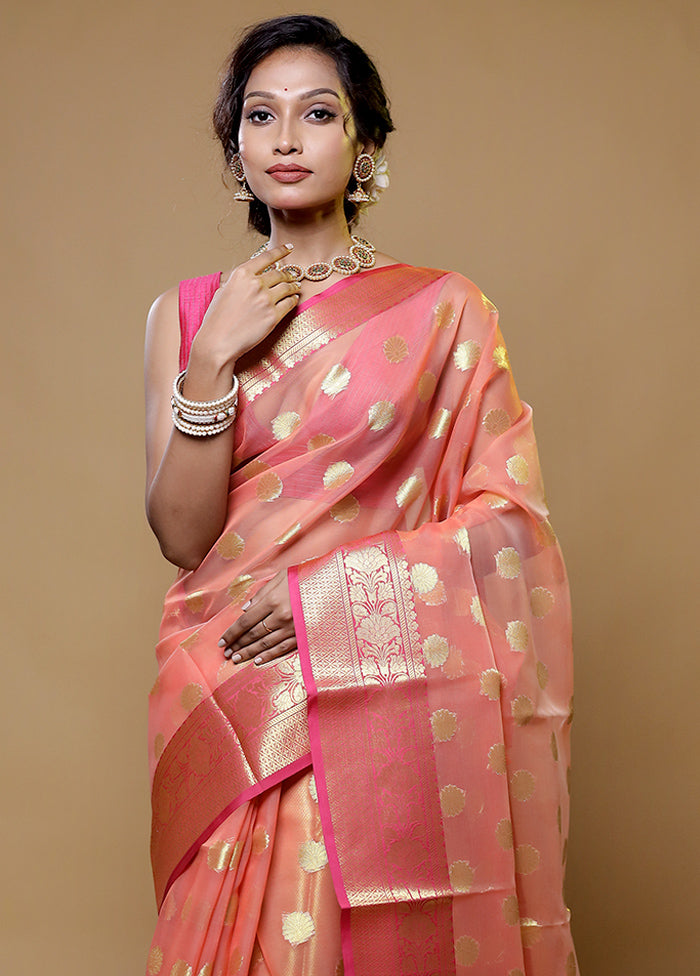 Pink Organza Saree With Blouse Piece