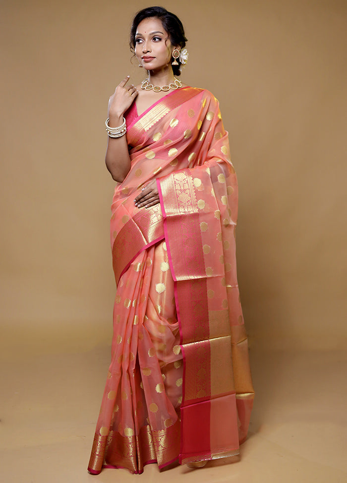 Pink Organza Saree With Blouse Piece