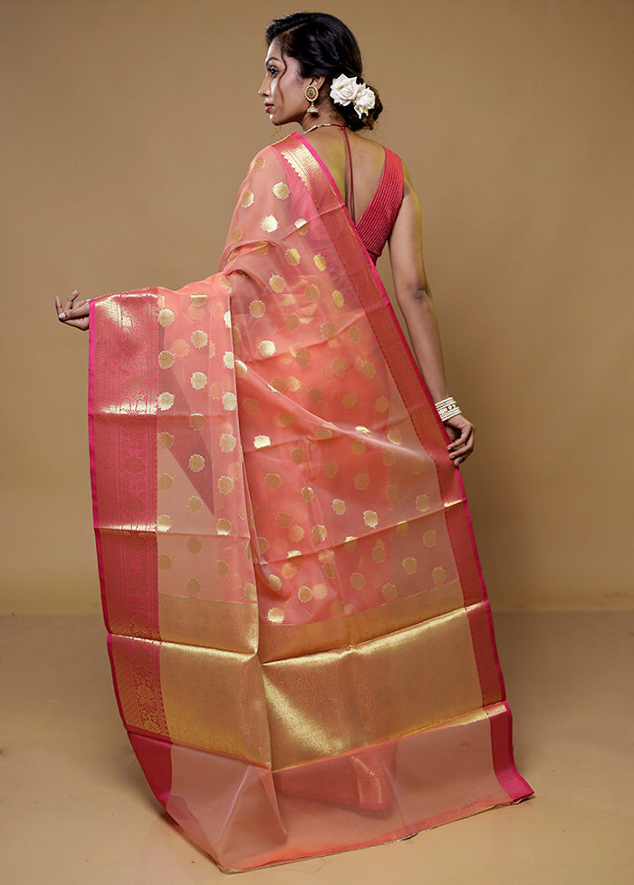 Pink Organza Saree With Blouse Piece