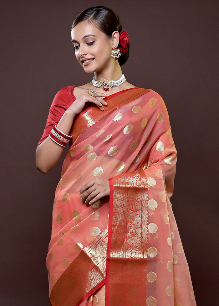 Pink Organza Saree With Blouse Piece