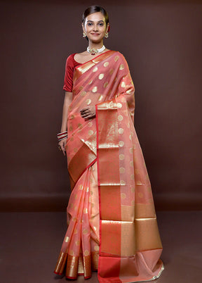 Pink Organza Saree With Blouse Piece