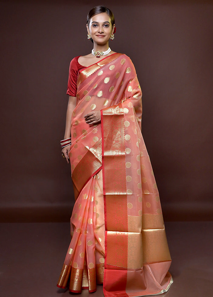 Pink Organza Saree With Blouse Piece