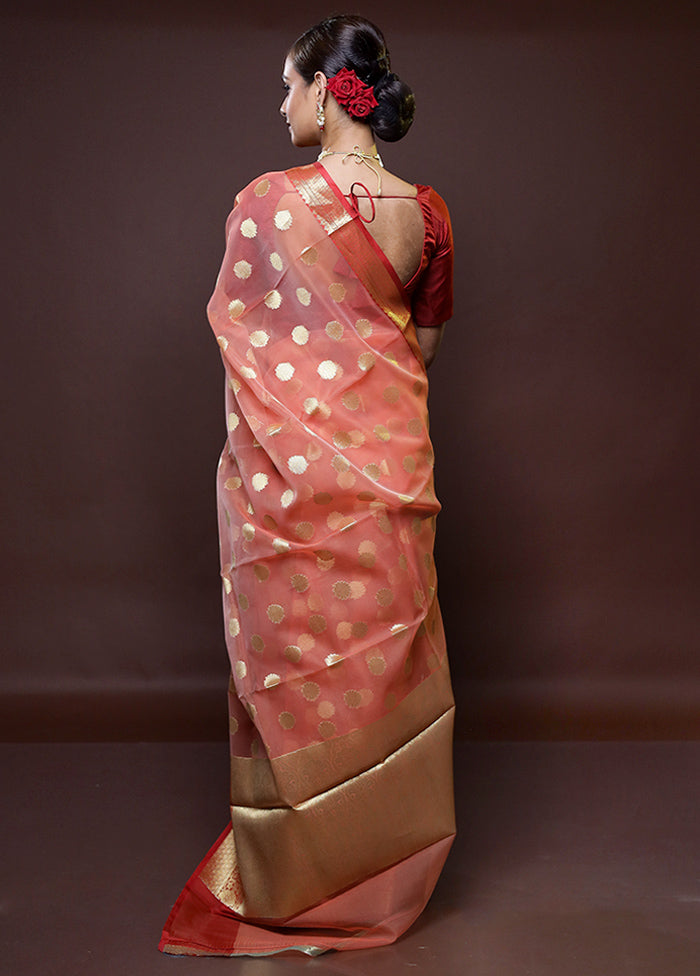 Pink Organza Saree With Blouse Piece