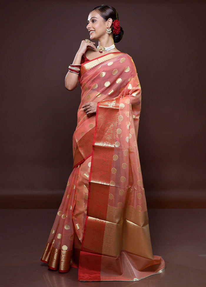 Pink Organza Saree With Blouse Piece