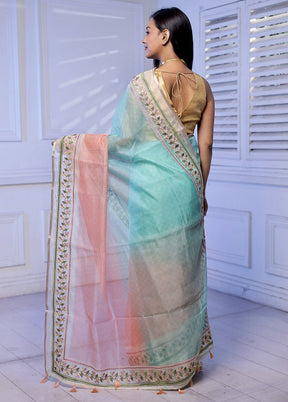 Peach Organza Saree With Blouse Piece