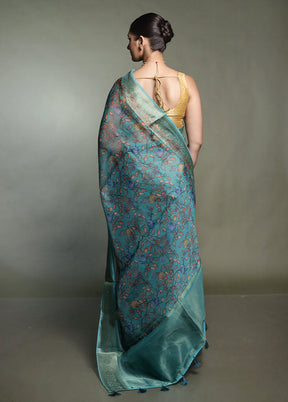 Green Organza Saree With Blouse Piece