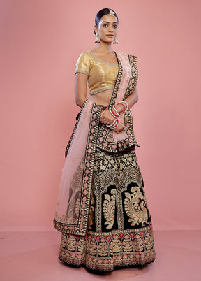 3 Pc Multicolor Semi Stitched Silk Lehenga Set - Indian Silk House Agencies