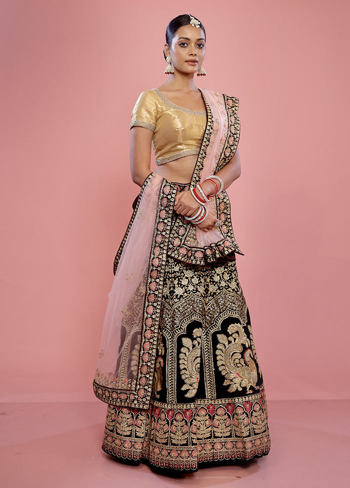 3 Pc Multicolor Semi Stitched Silk Lehenga Set - Indian Silk House Agencies