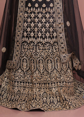 Black Blended Silk Dupatta Lehenga Set