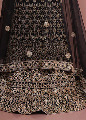 Black Blended Silk Dupatta Lehenga Set