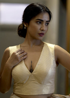 Cream Brocade Designer Blouse - Indian Silk House Agencies