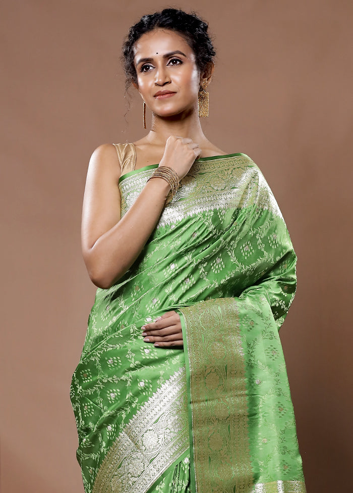 Green Tanchoi Banarasi Silk Saree With Blouse Piece - Indian Silk House Agencies