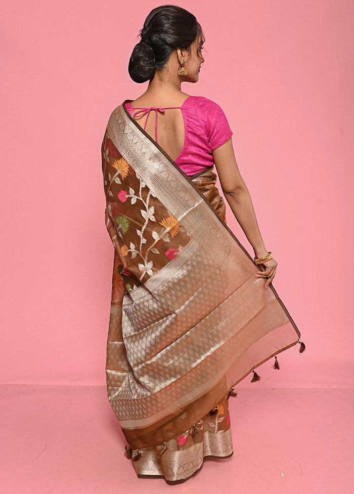 Cream Organza Saree With Blouse Piece - Indian Silk House Agencies