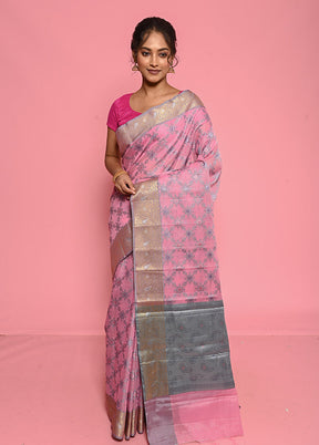 Pink Organza Saree With Blouse Piece - Indian Silk House Agencies