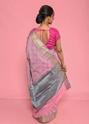 Pink Organza Saree With Blouse Piece - Indian Silk House Agencies