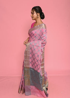 Pink Organza Saree With Blouse Piece - Indian Silk House Agencies