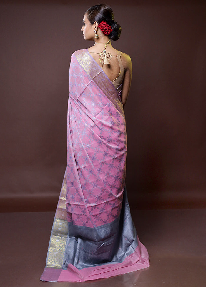 Pink Organza Saree With Blouse Piece