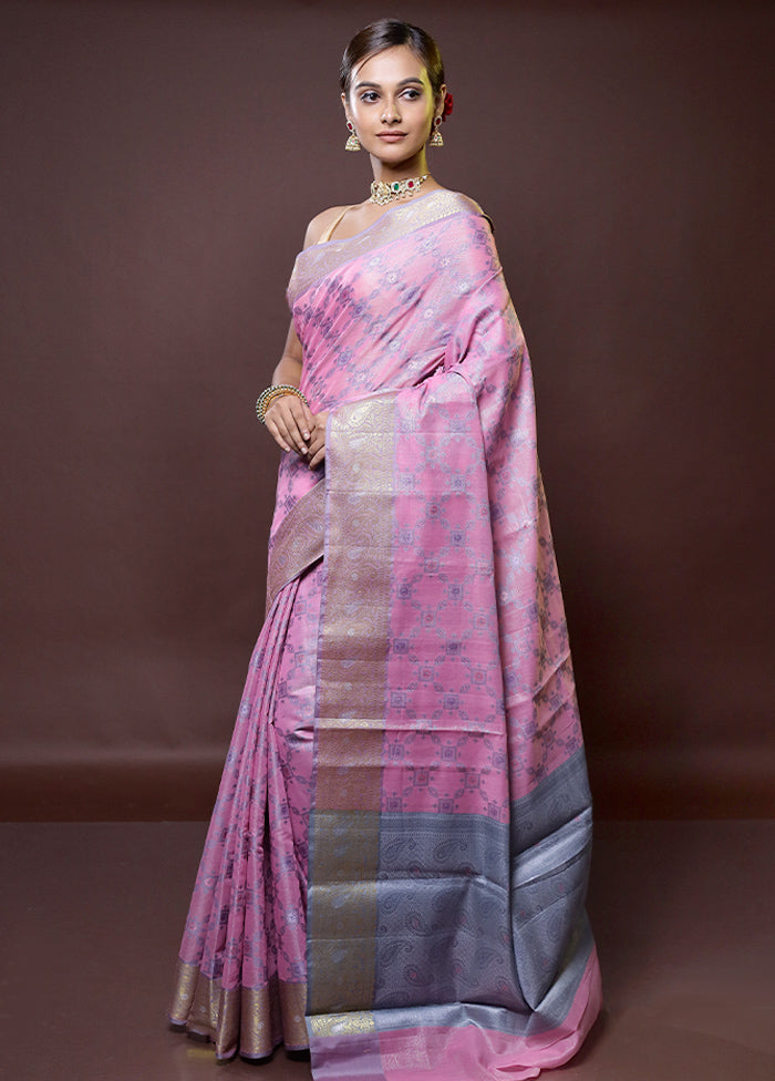 Pink Organza Saree With Blouse Piece