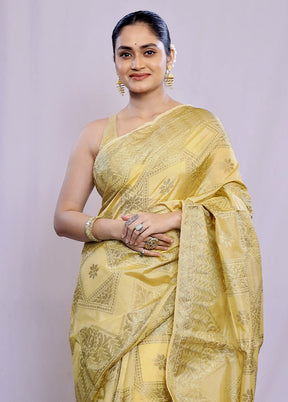 Cream Tussar Silk Saree With Blouse Piece - Indian Silk House Agencies