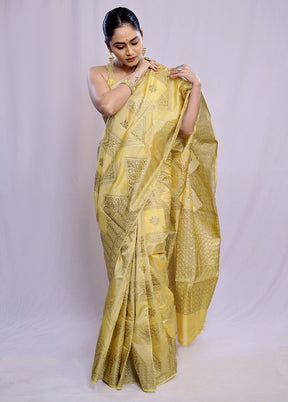 Cream Tussar Silk Saree With Blouse Piece - Indian Silk House Agencies