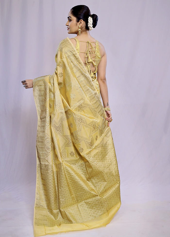 Cream Tussar Silk Saree With Blouse Piece - Indian Silk House Agencies