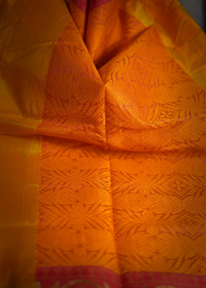 Yellow Tussar Silk Saree With Blouse Piece - Indian Silk House Agencies