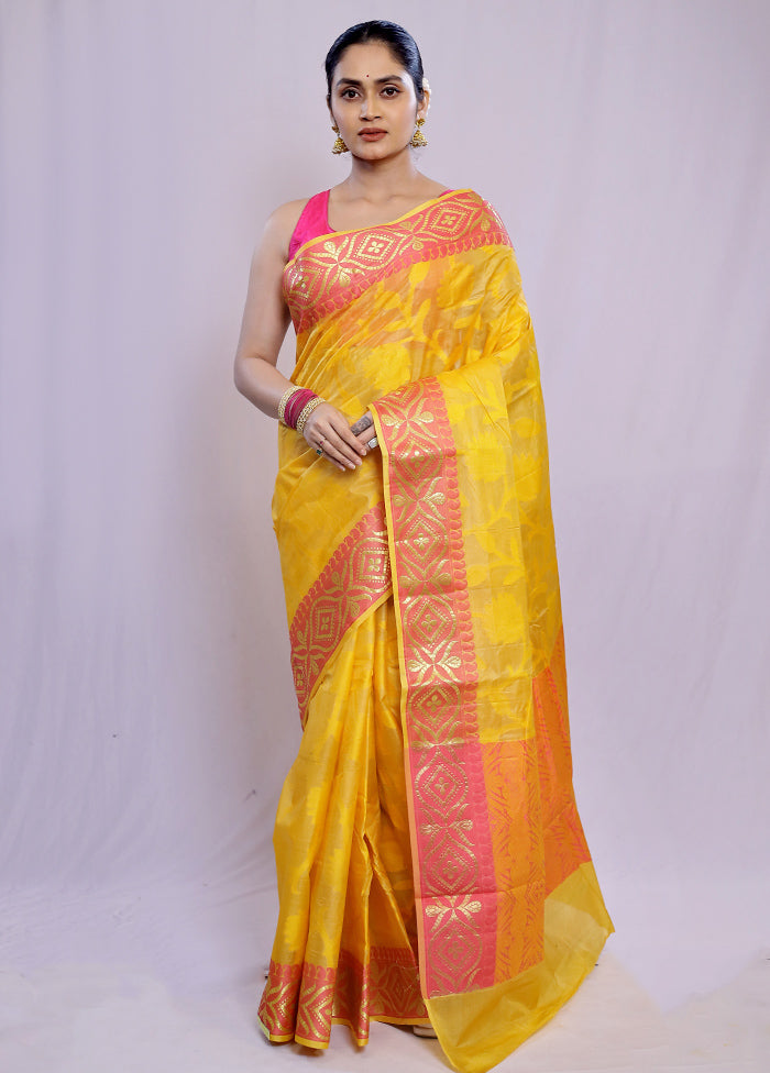 Yellow Tussar Silk Saree With Blouse Piece - Indian Silk House Agencies