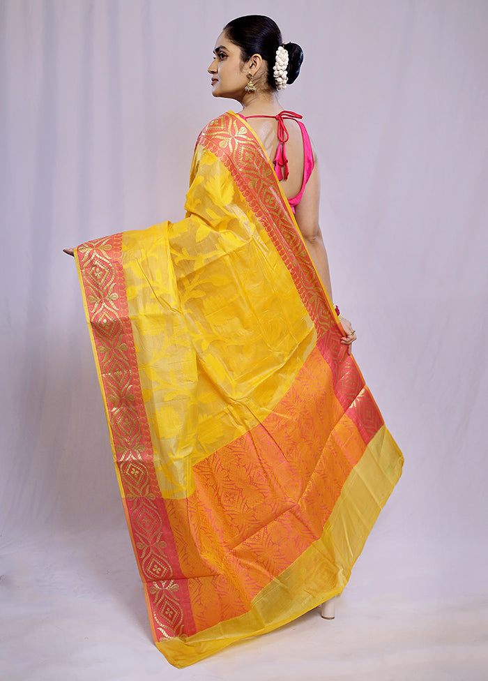 Yellow Tussar Silk Saree With Blouse Piece - Indian Silk House Agencies