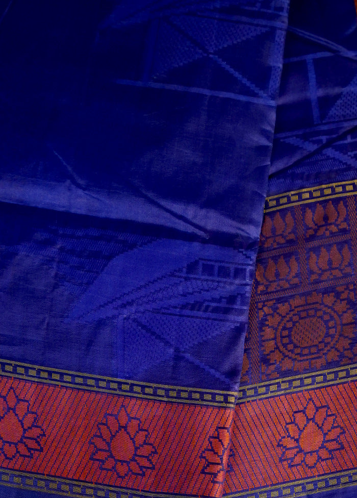 Blue Tussar Silk Saree With Blouse Piece - Indian Silk House Agencies