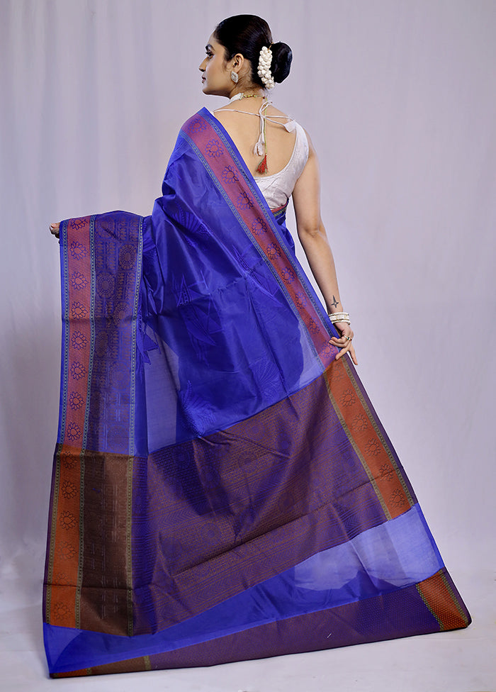 Blue Tussar Silk Saree With Blouse Piece - Indian Silk House Agencies