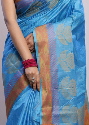 Blue Tussar Silk Saree With Blouse Piece - Indian Silk House Agencies