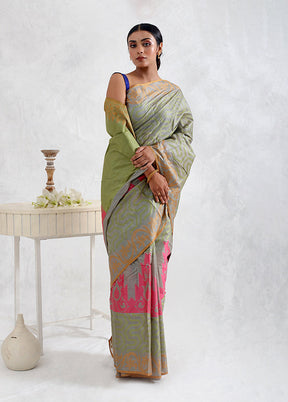 Grey Tussar Silk Saree With Blouse Piece - Indian Silk House Agencies