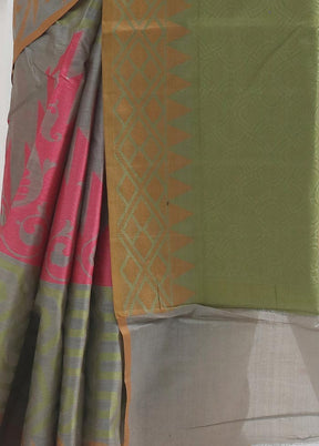 Grey Tussar Silk Saree With Blouse Piece - Indian Silk House Agencies