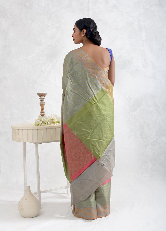 Grey Tussar Silk Saree With Blouse Piece - Indian Silk House Agencies