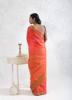 Pink Tussar Silk Saree With Blouse Piece - Indian Silk House Agencies