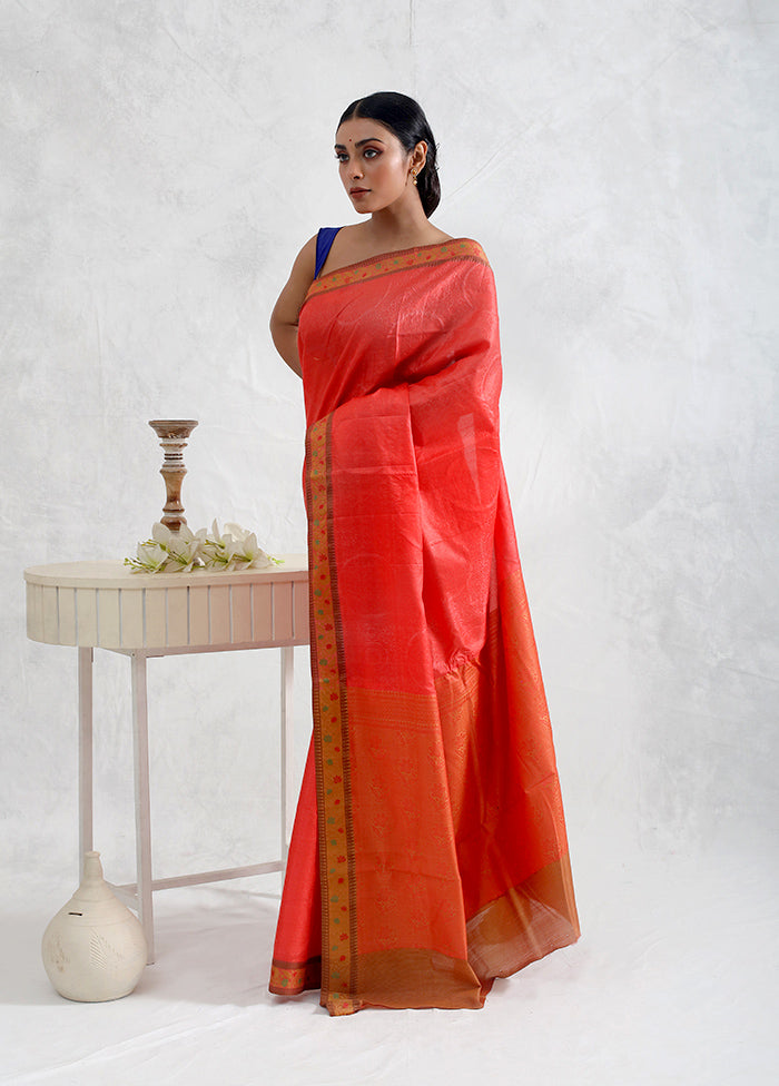 Pink Tussar Silk Saree With Blouse Piece - Indian Silk House Agencies