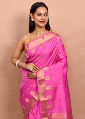 Pink Kanjivaram Silk Saree With Blouse Piece - Indian Silk House Agencies