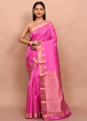 Pink Kanjivaram Silk Saree With Blouse Piece - Indian Silk House Agencies