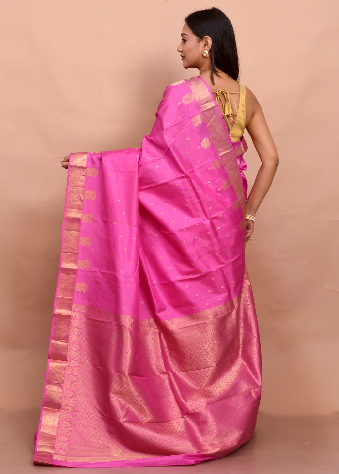 Pink Kanjivaram Silk Saree With Blouse Piece - Indian Silk House Agencies